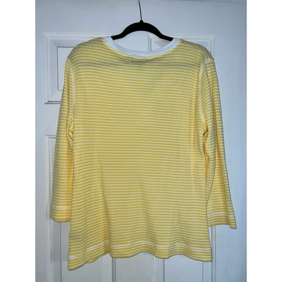 Lauren Ralph Lauren Jeans Co. 100% Cotton Yellow White Stripe Top - size XL - Picture 2 of 4
